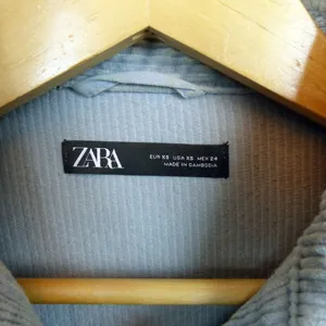 Zara Oversized Corduroy Trucker Jacket Womens XS Baby Blue Raw Hem Gorpcore 90s thumbnail 9
