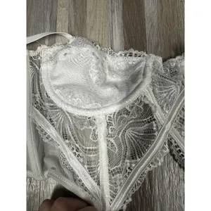 TIC TOC Strappy Longline Bustier Womens M White Mesh Lace thumbnail 4