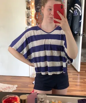 Lush Clothing Cute blue and white striped shirt thumbnail 1