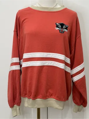 Anthropologie Pilcro Pep Rally Oversized Crewneck Sweatshirt XS Red Panther thumbnail 6