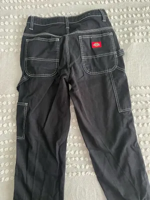 Dickies Cargo Black Straight-Leg Pants with White Stitching and Side Pockets thumbnail 3