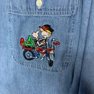 Vintage Beetle Bailey Chambray Button Up Shirt Sz XL Cotton thumbnail 8