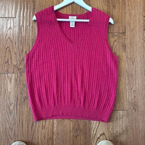 L.L. Bean cashmere wool cableknit vneck sweater vest large thumbnail 6