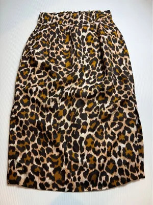 J. Crew Leopard Print Midi‎ Skirt Women Size 2 Linen Blend Lined thumbnail 1