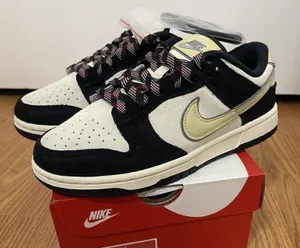 NEW! Nike Dunk Low LX Black Suede Team Gold Wmns size 6.5 men size 5 DV3054-001 thumbnail 1