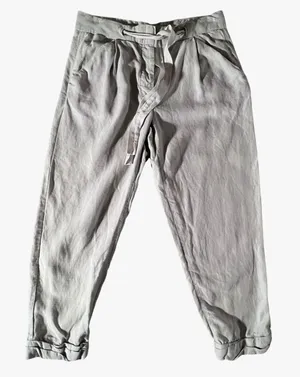 Wilfred Tapered Linen Blend Pants Womens 4‎ Grey Pleated Drawstring Trousers thumbnail 1