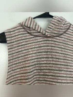 Free People Striped Sleevless Terry Cloth Hooded Plum/Mauve Sweater vest/top XS thumbnail 5