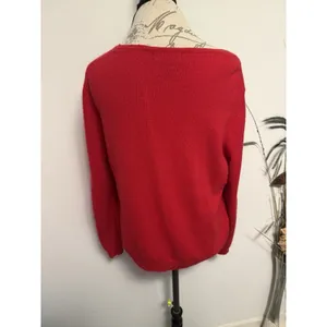 Peck And Peck Luxury Womens Size Xl Red V Neck 2 Ply‎ 100% Cashmere Sweater thumbnail 2
