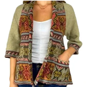Free‎ People Tan Wool Blend Aztec Cardigan Size Small thumbnail 1