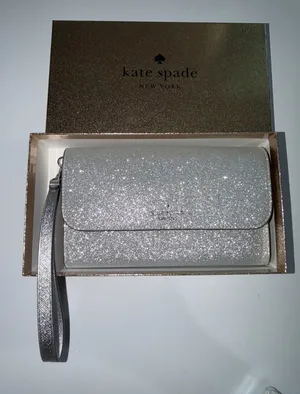 Kate Spade‎ Glimmer Boxed Medium Flap Wristlet Silver Wallet KE447 NWT $199 MSRP thumbnail 1
