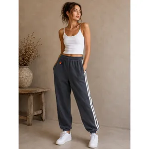 Aviator Nation Women Sweatpants S Charcoal Grey 5-Stripe Logo Joggers thumbnail 2