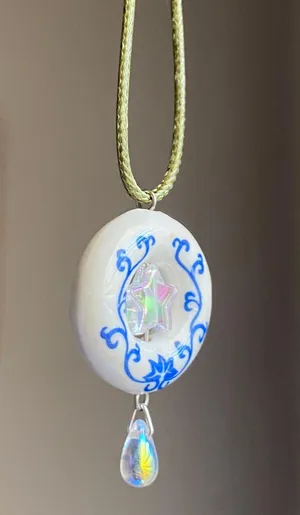 flower porcelain donut unique boho fairy whimsical necklace💐⭐️💧 thumbnail 4
