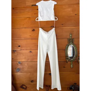 NWT Lulus Enticing Endeavors White Two-Piece Jumpsuit Wedding Classy Elegant XS thumbnail 6