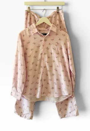 Lauren Ralph Lauren Ditsy floral lavender Embroidered logo Pajama Set SZ M thumbnail 1