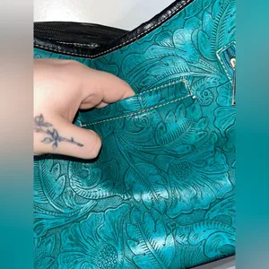Tooled Leather Laser Cut Purse Feather Country Western Handbag Shoulder Bag thumbnail 7
