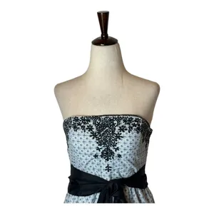 Anthropologie Moulinette Soeurs Dress Women 2 Blue Embroidered Strapless Elysian thumbnail 4
