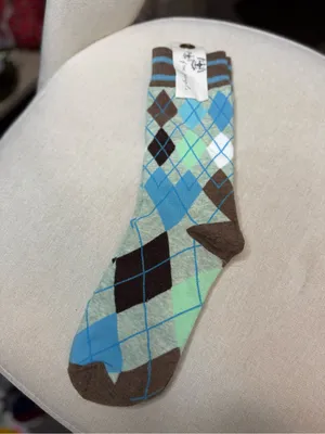 Free People Argyle Crew Socks in Light Blue and Brown NWT thumbnail 3
