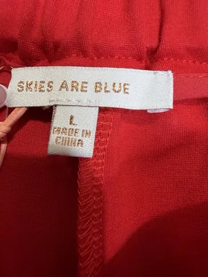 NWT Skies Are Blue Trouser Pants Elastic Waist Red Sz L (34x27) High Rise NEW thumbnail 8