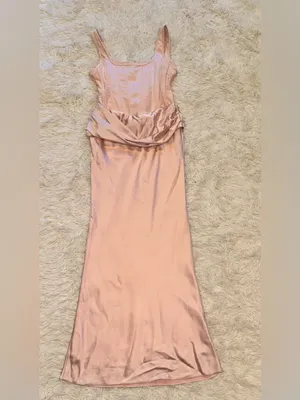 NEW HOUSE OF CB Kira Blush Pink Corset Bodice Satin Gown Sz L thumbnail 8