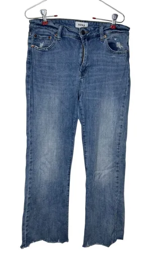 Pistola Women's Jeans Straight Leg Distressed‎ Raw Hem Stonewash Denim Size 28 thumbnail 1
