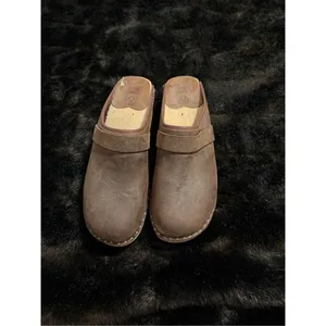 Bastad Original Wooden Clog Brown Tan Leather Made in Sweden Slip On 38 7.5 thumbnail 2