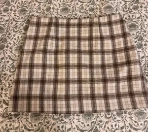 Plaid Mini Skirt in Brown and Cream thumbnail 1