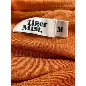 Tiger Mist Coral Strapless Tube Bandeau Cutout Tie Ruched Mini Bodycon Dress M thumbnail 5