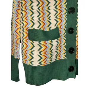 Vintage Jacques Gilles Wool Rainbow Chevron Cardigan Medium Retro 70s Italy Flaw thumbnail 4