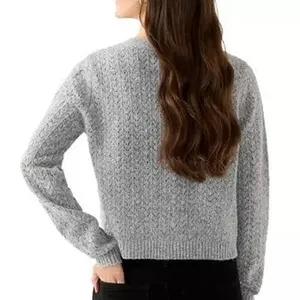 Oak‎ & Trellis Front Bow Tie Sweater XL Gray Coquette Balletcore Pointelle Soft thumbnail 3