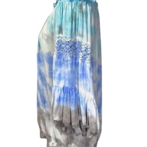 Surf Gypsy Tie-Dye Aquamarine, Blue, White and Gray Boho Whimsy Flowy Blouse thumbnail 4