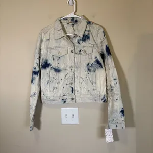 Free People‎ Jones Denim Jacket Womens Size S Blue Tie Dye OB809197 Trucker thumbnail 3