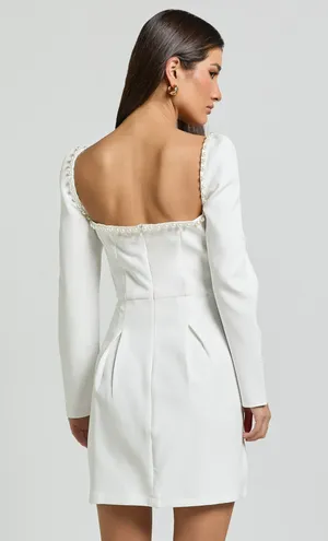 Showpo Classy White Pearl Mini Dress thumbnail 4