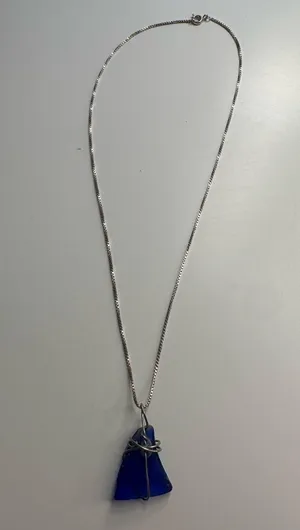 Elegant Sea Glass Blue Pendant Necklace thumbnail 3