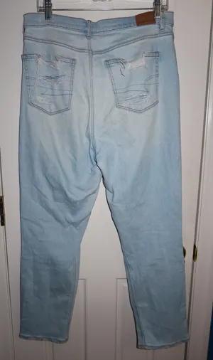 American Eagle Light Wash Mom Jeans Distressed thumbnail 2