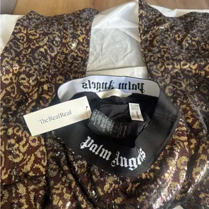 Palm Angels Glittering Sequin Crop Top - Black and Gold thumbnail 12