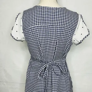Zara Dress Size M Blue White Gingham Check Shift Short-Sleeve Tie Back thumbnail 10