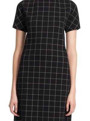 Theory Black Windowpane Sheath Midi Dress with Mock Neck Office NWT Retail $395 thumbnail 1