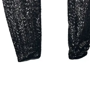 Bisou Bisou Black Metallic Sequin Skinny Ankle Dressy Legging Pants Women Sz M thumbnail 4