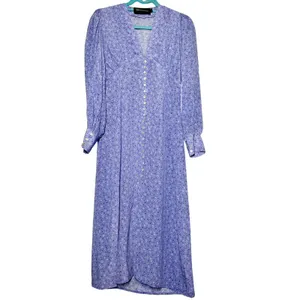 Realisation Par The Vivienne Blue Floral 100% Silk Midi Dress L thumbnail 3