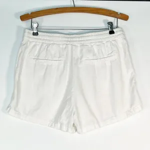 H&M Linen-blend Drawstring Elastic Waist Casual Shorts White Womens 6 thumbnail 7