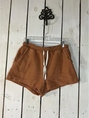 Aerie Brown Ribbed Knit Lounge Shorts with Drawstring Waist thumbnail 6