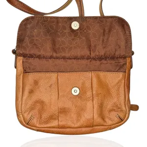 Vintage Fossil Brown Camel Tan Pebbled Leather Bag Crossbody Purse‎ Organizer thumbnail 3