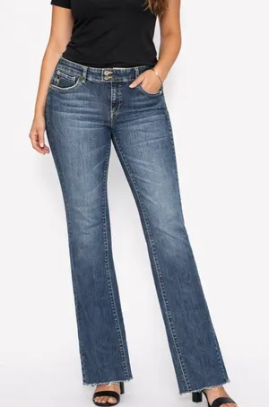 White House Black Market Blanc Bootcut Jeans Dark Wash Embroidered Floral 10 thumbnail 1
