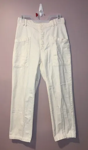 Urban Outfitters Cream Button Fly High Rise Pants thumbnail 1
