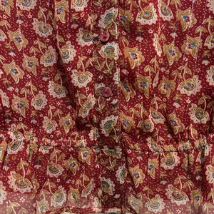 NWOT..American Eagle Women's Boho Peasant Bell Sleeve Burgundy Floral Blouse thumbnail 10