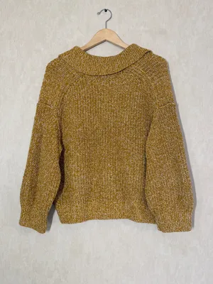 Free People Women’s Love This City Sweater V-Neck Longsleeve Boho in Mustard L thumbnail 6
