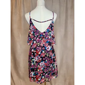 Mimi Chica Floral Ruffle Mini Dress Open Back Strappy Medium thumbnail 2