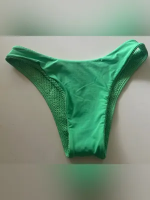 Monday Swimwear Green Textured Bikini Bottoms Small thumbnail 4