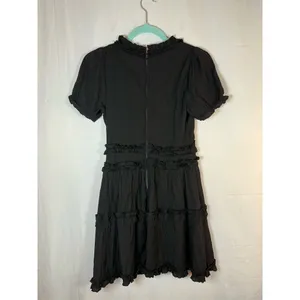 Trixxi Dress Womens Size S Black V-Neck Tiered Mini Puff Sleeve Ruffle thumbnail 8