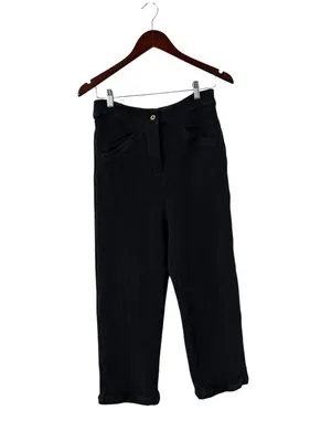 FREE PEOPLE Like A Cloud Waffle Cotton Knit Black High Waist Pants Trousers thumbnail 3